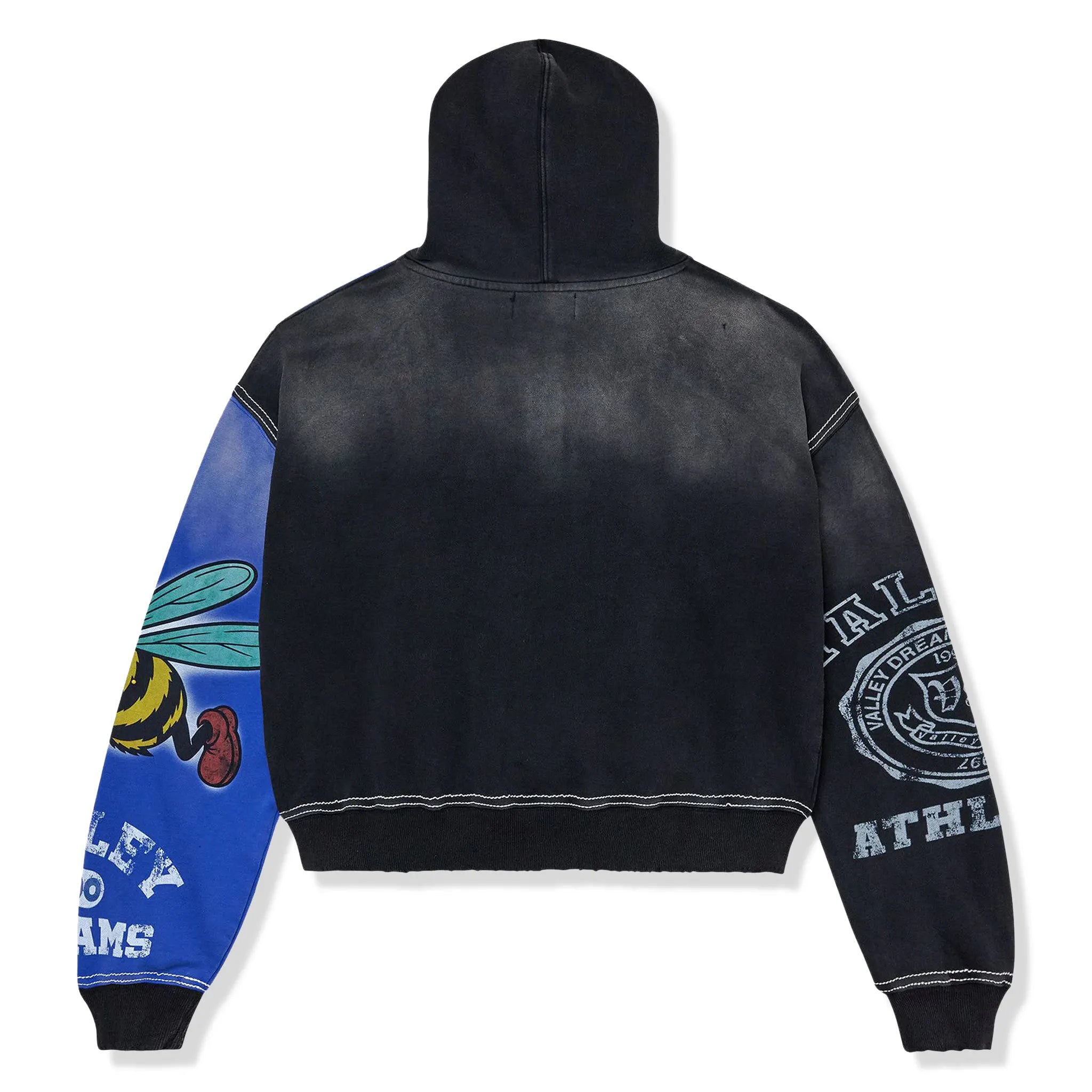 Back View of Vale Forever Valley Dreams Bipolar Black Blue Zip-Up Hoodie