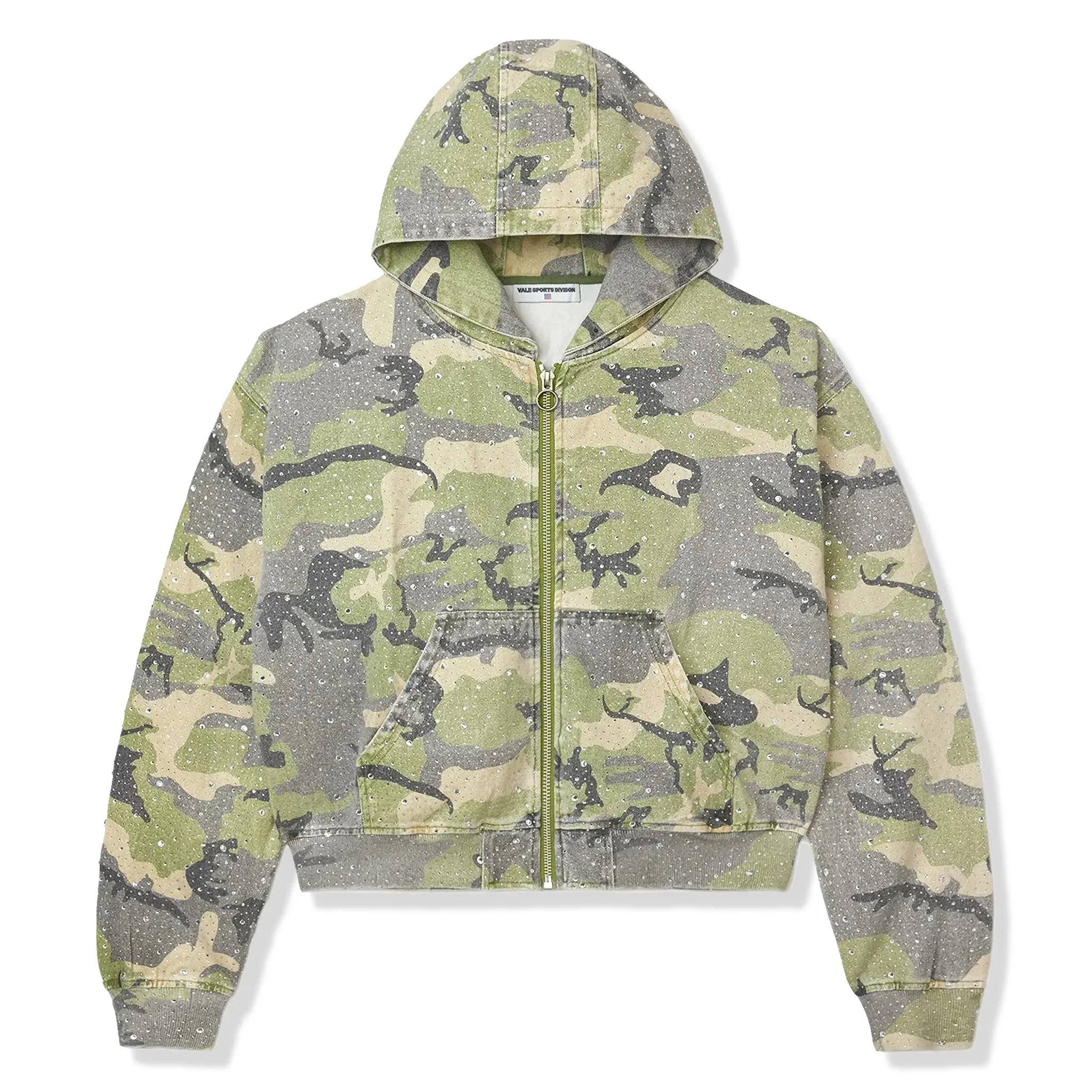 Front View of Vale Forever Valley Dreams Crystal Work Camo Jacket 114511FW2506VFCCWJGREE