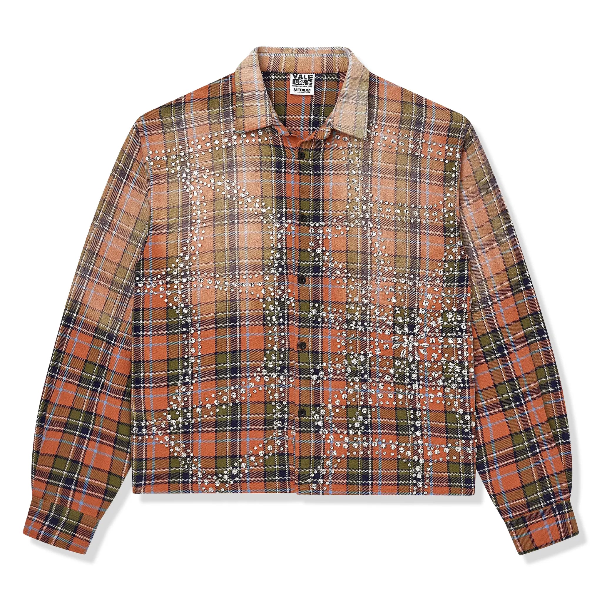 Front View of Vale Forever Valley Dreams Pumpkin Patch Orange Flannel Shirt VALE 11 008 VFPPFO OG