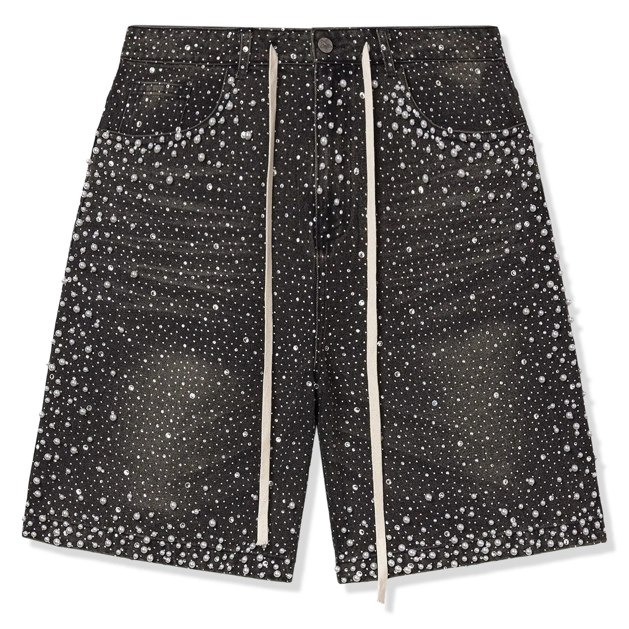 Front View of Vale Forever Valley Dreams Rainstrom Black Shorts