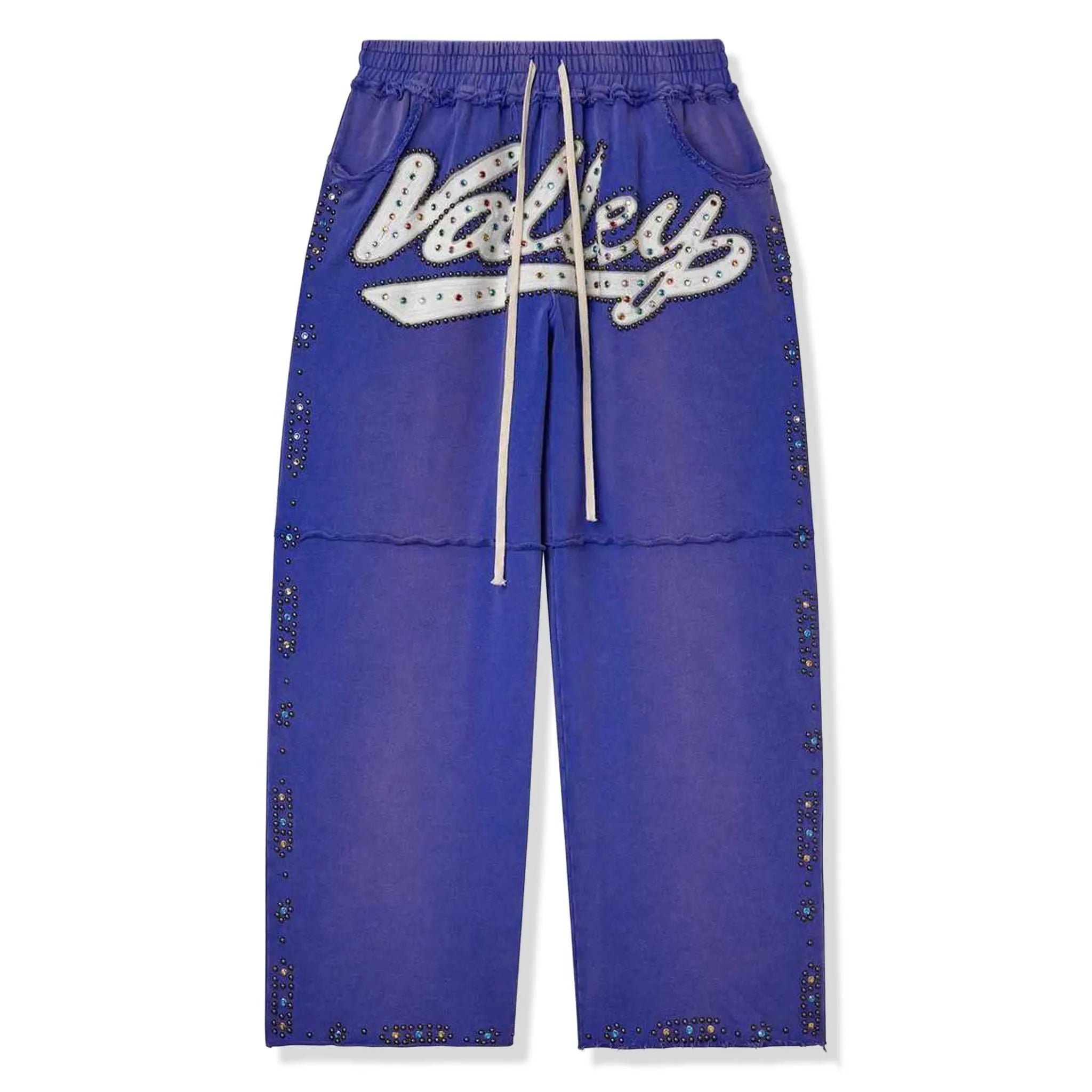 Front View of Vale Forever Valley Dreams Skittle Sappire Sweatpants