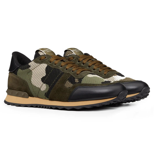 Valentino Rockrunner Camouflage Khaki Mesh Sneaker