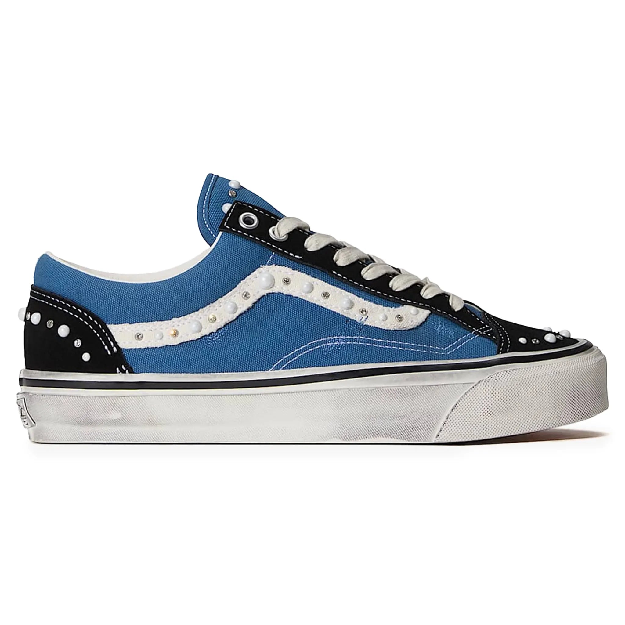 Side View of Vans Pearlised Navy Black Old Skool 36LX VN000E8VYA61