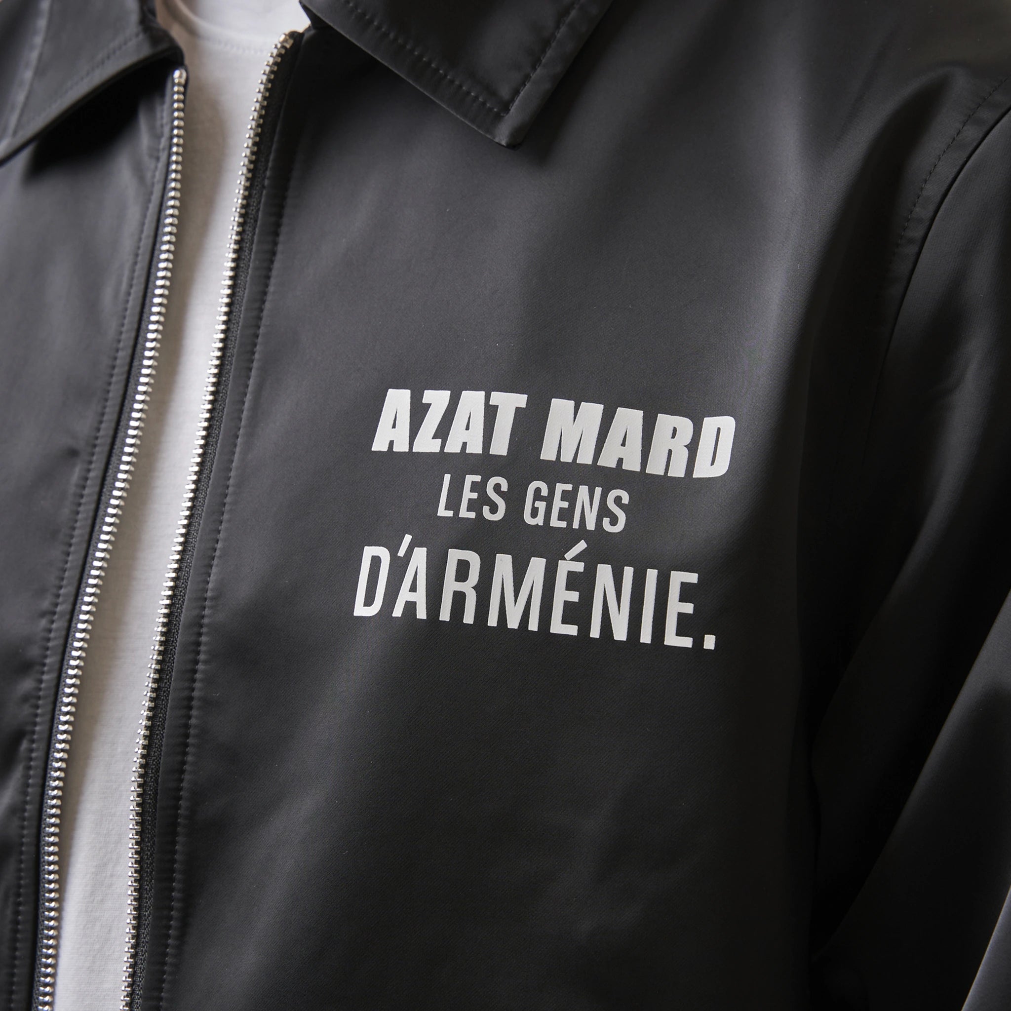 Chest view of Azat Mard Nylon Les Gens Black Zipper Jacket