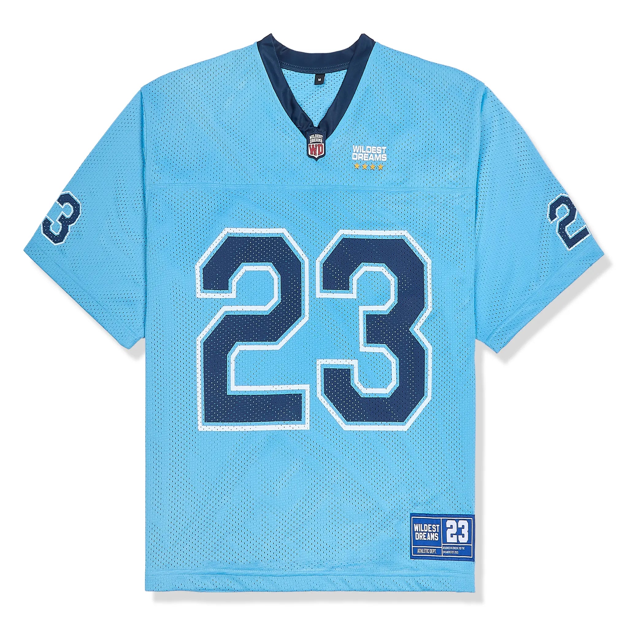 Front View of Wildest Dreams Mesh Blue Jersey