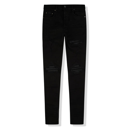 Amiri MX1 Black Leather Patch Jeans