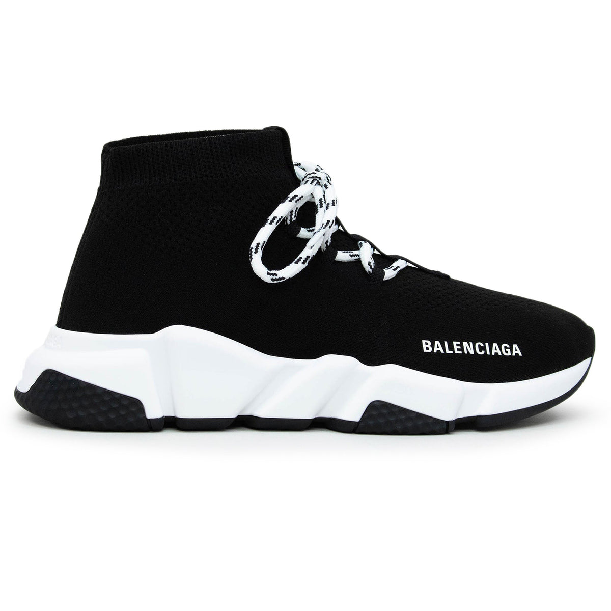 Balenciaga Speed Knit Lace Sock Black White (W) 587289W2DB21015