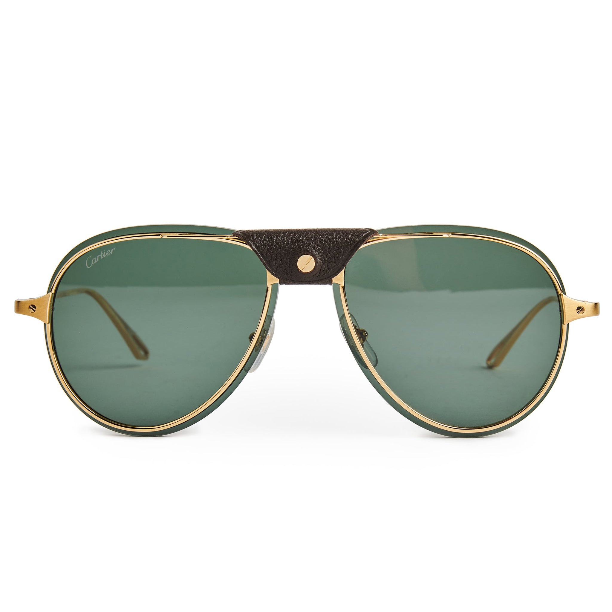 Image of Cartier Eyewear CT0242S Pilot Frame Brown Gold Sunglasses