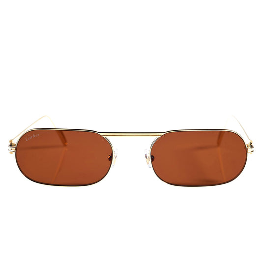Cartier Eyewear CT0112S-003 C Decor Rimless Brown Gold Sunglasses