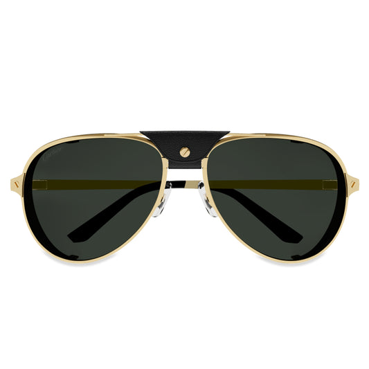 Cartier Santos De Cartier CT0296S-001 Black Gold Sunglasses