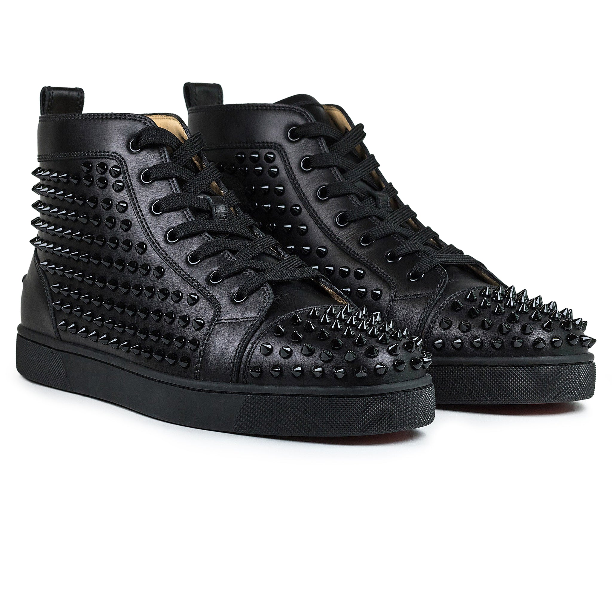 Image of Christian Louboutin Louis Flat Spikes Leather Black