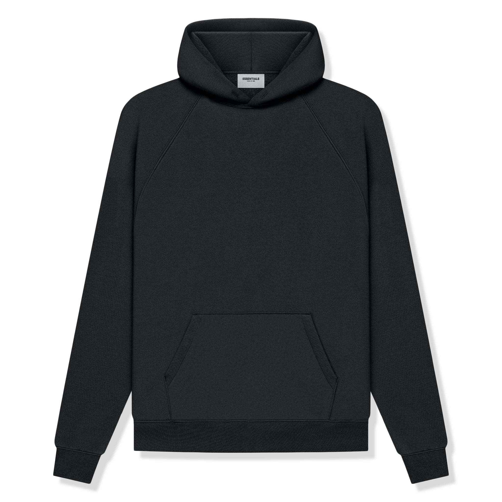 Image of Fear Of God Essentials Reverse Logo Black Hoodie (SS21)