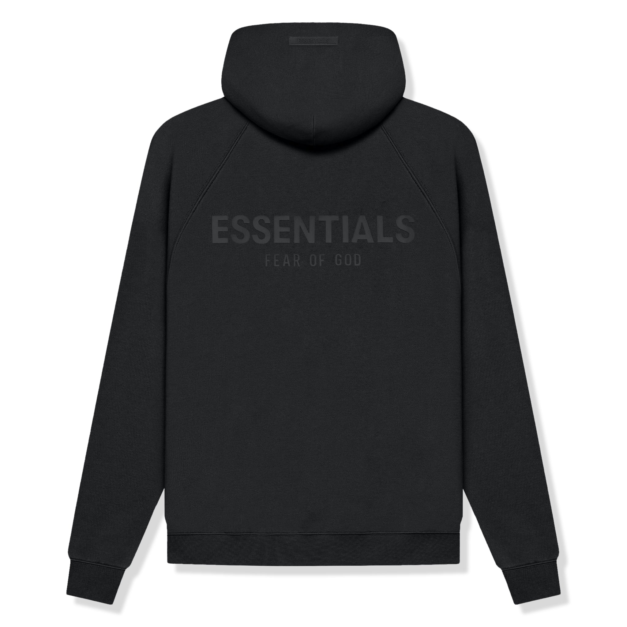 Image of Fear Of God Essentials Reverse Logo Black Hoodie (SS21) Back
