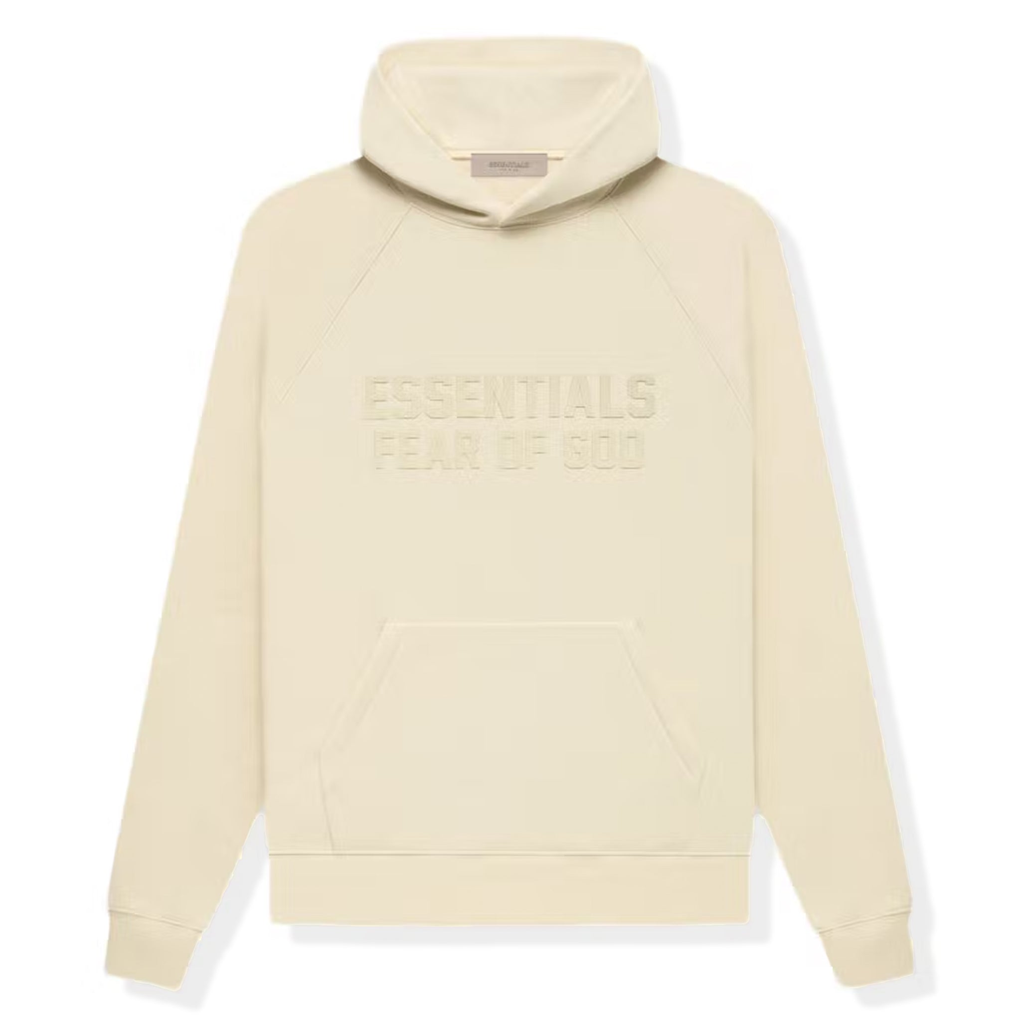 Image of Fear Of God Essentials Logo Flocked Egg Shell Hoodie