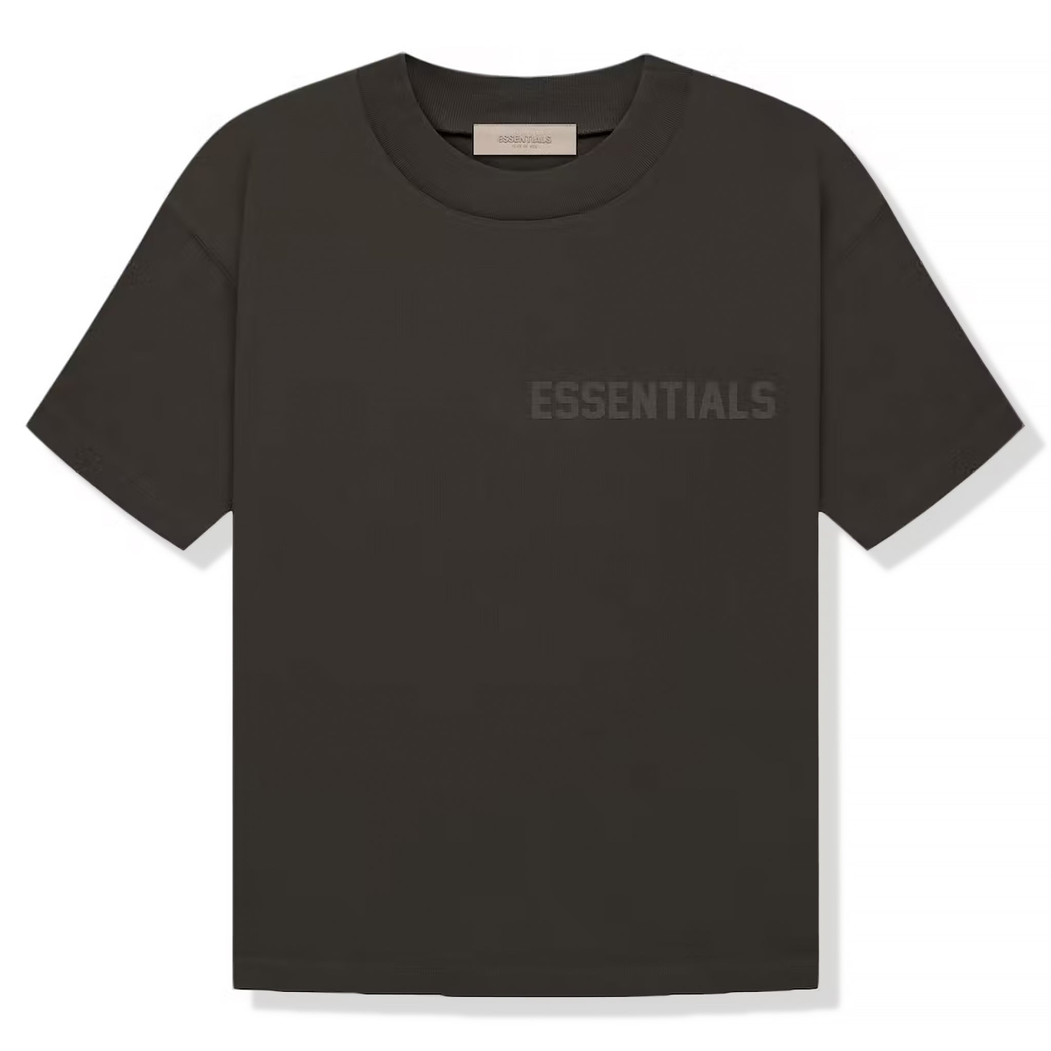 Image of Fear Of God Essentials Logo Flocked Off Black T Shirt