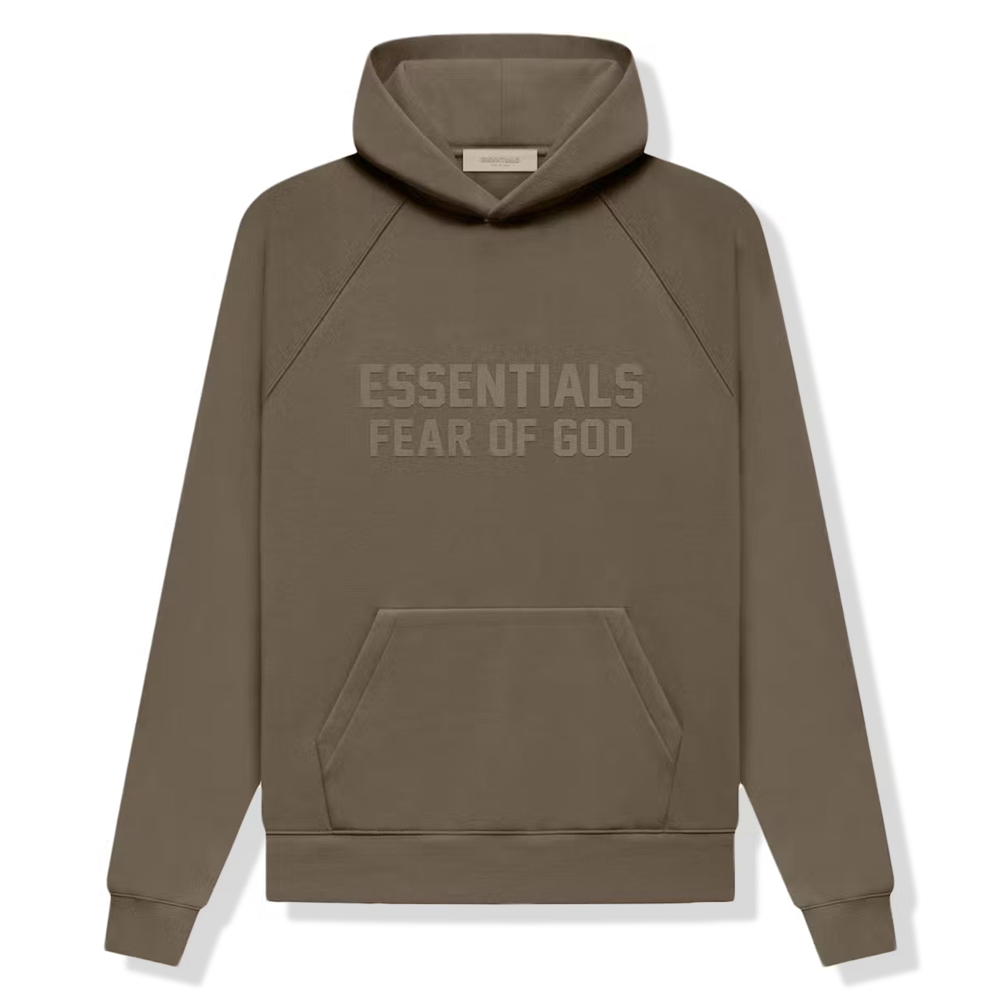 Image of Fear Of God Essentials Logo Flocked Wood Hoodie