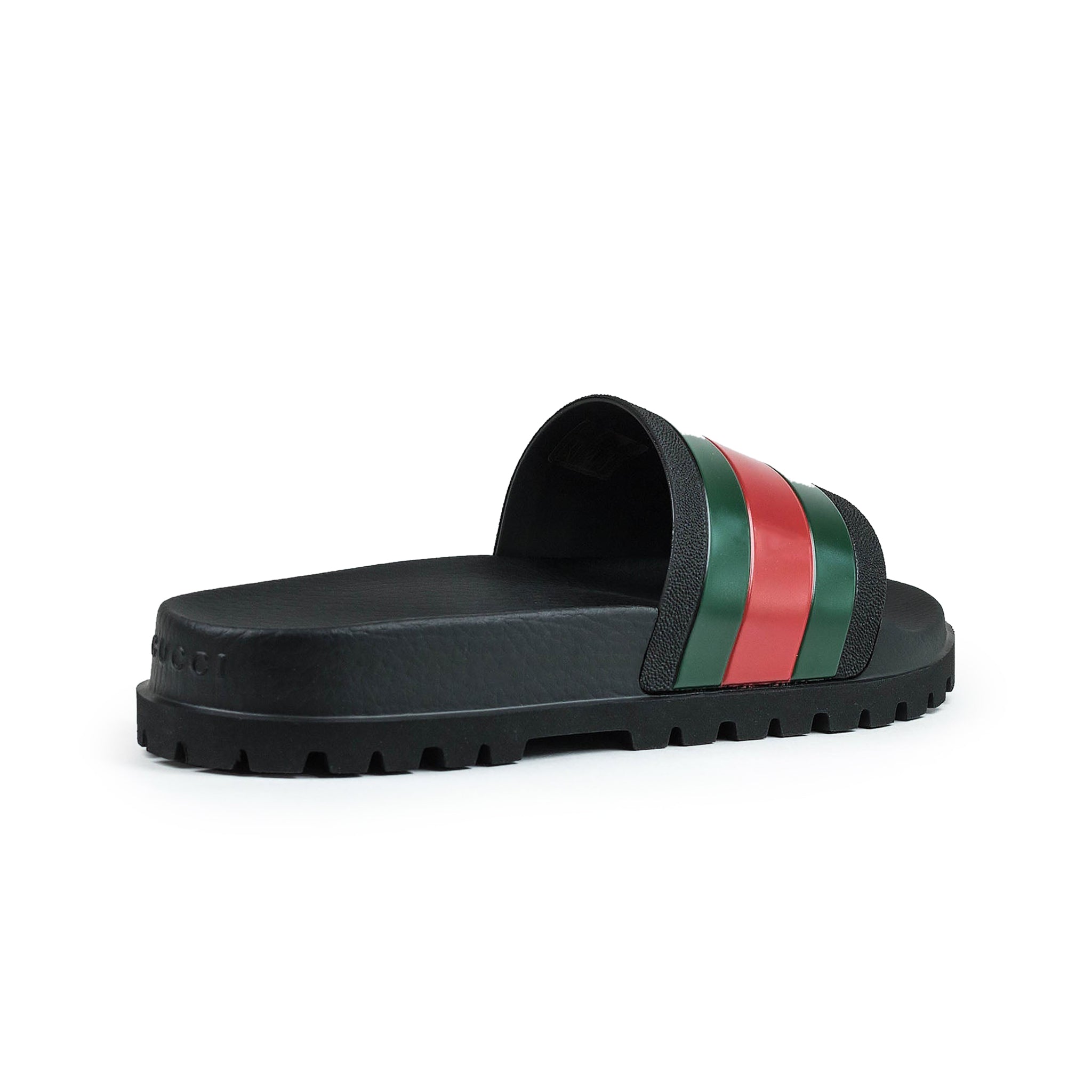 Image of Gucci Web Chunky Pool Slides Black/Red/Green