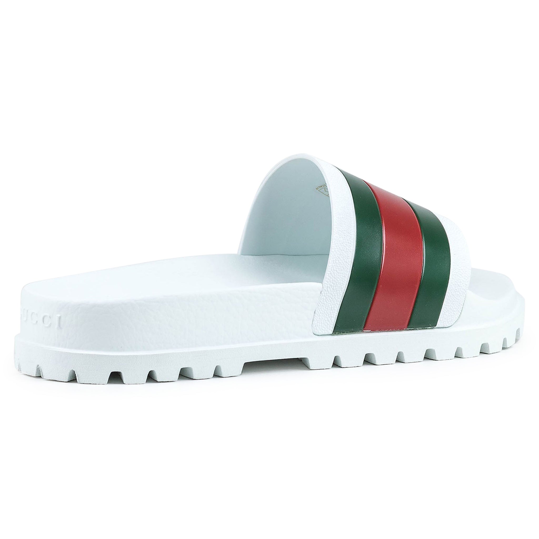 Image of Gucci Web Chunky Pool Slides White/Red/Green