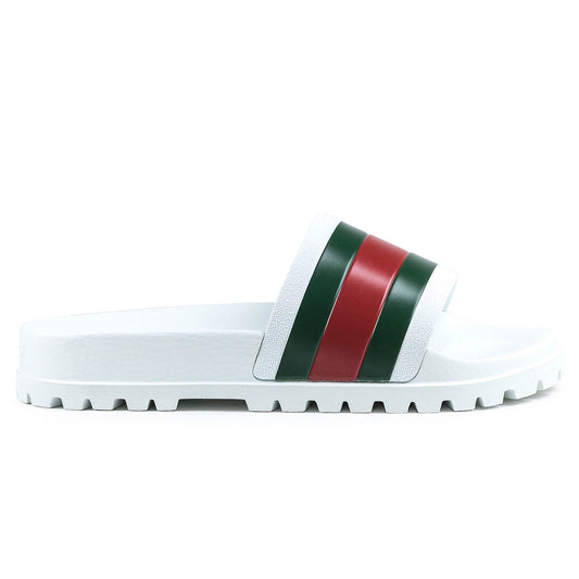 Gucci Web Chunky Pool Slides White/Red/Green