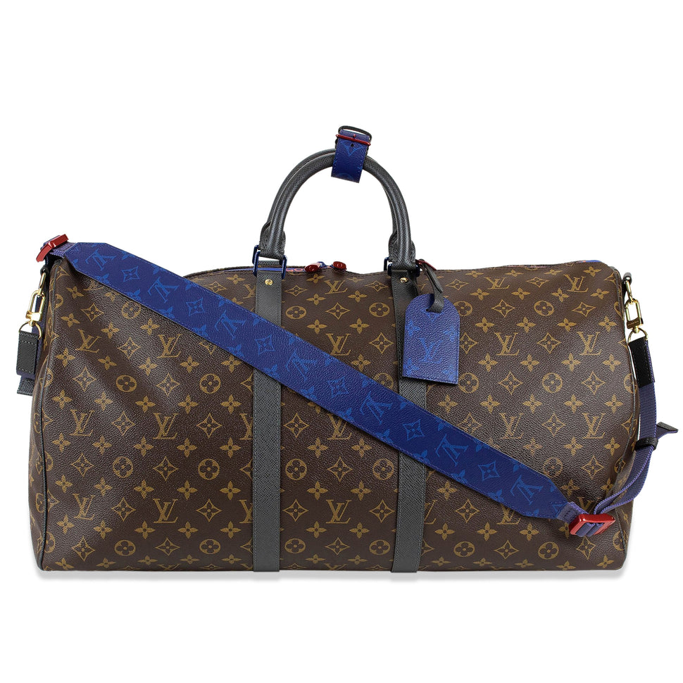 Pre-owned Louis Vuitton Keepall Bandouliere Monogram Outdoor 45 Pacific Blue