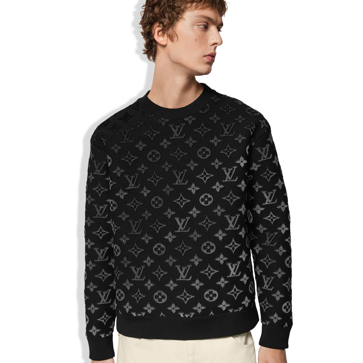 Louis Vuitton LV Monogram Gradient Fil Coupe Black Sweatshirt 1AAU83