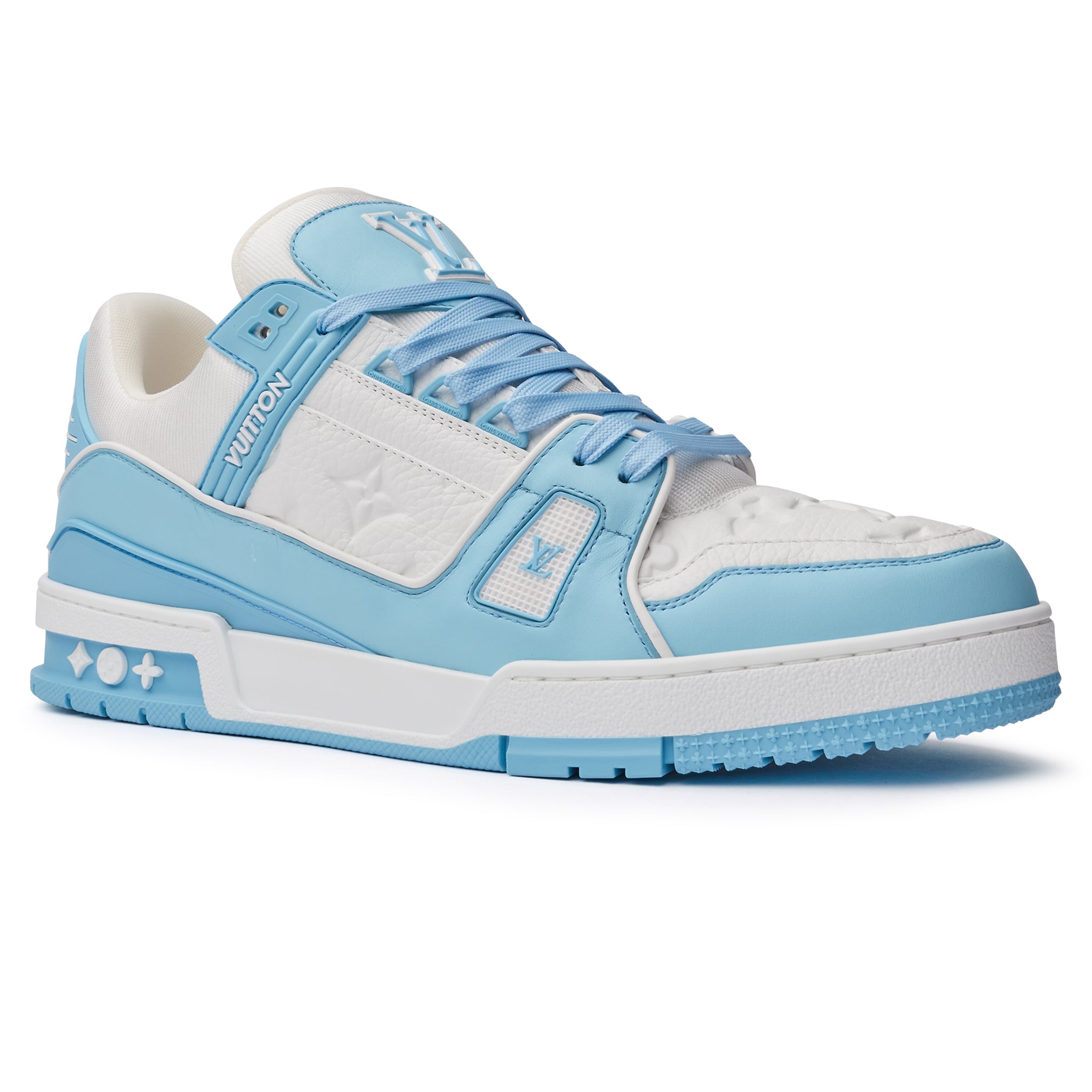 Louis Vuitton Trainer White Blue Men'S Sneakers Shoes