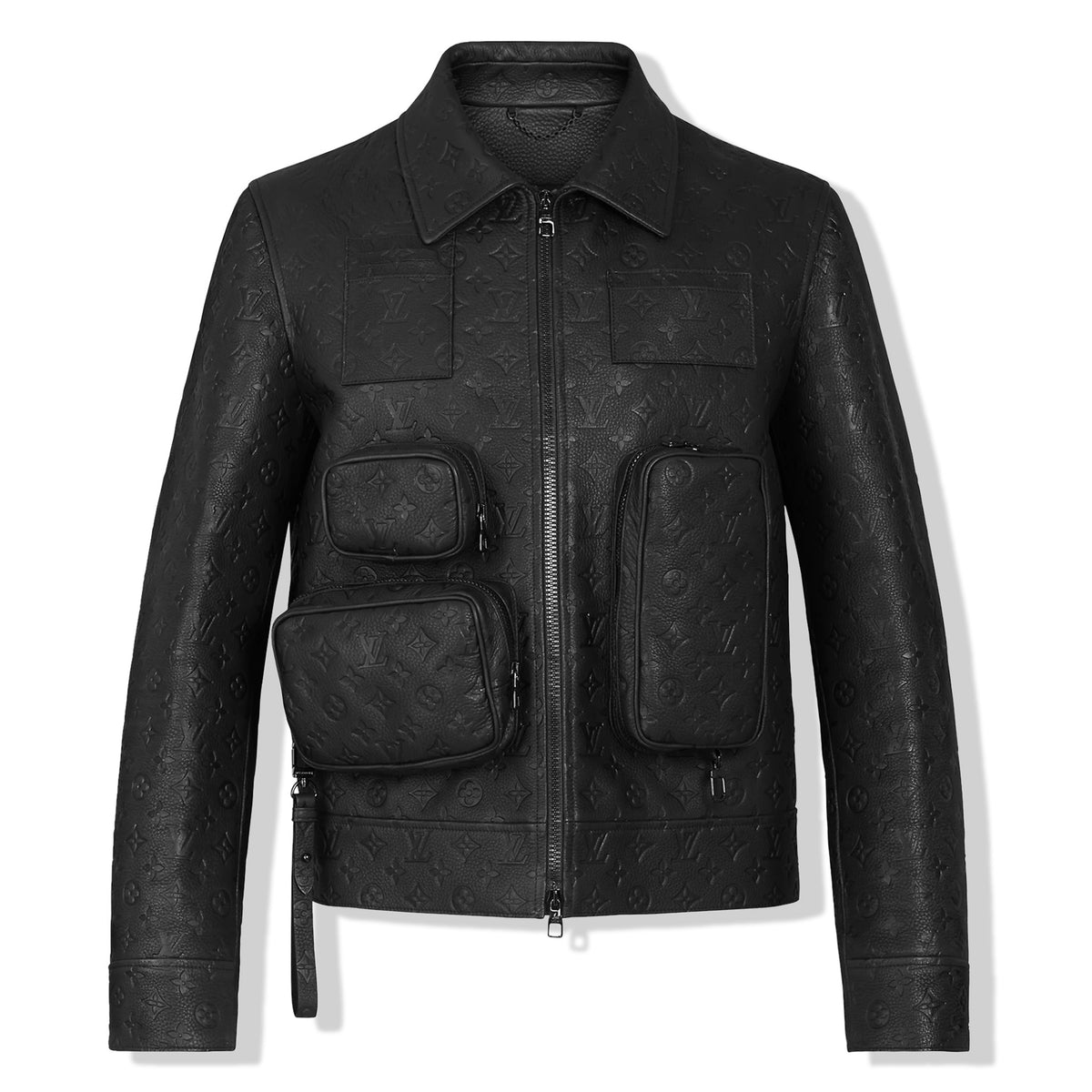 Monogram Embossed Utility Leather Jacket