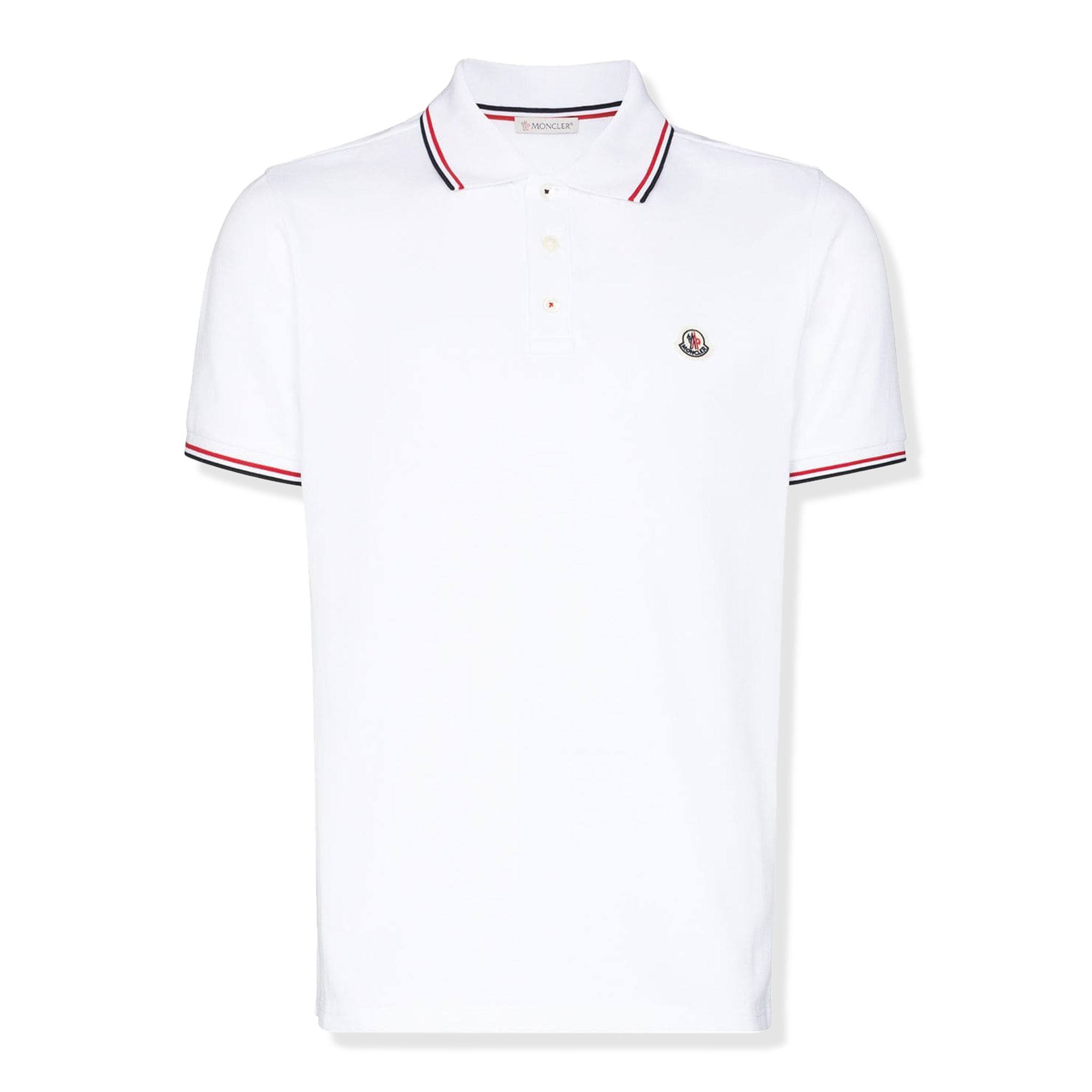 Image of Moncler Logo Patch White Polo Shirt