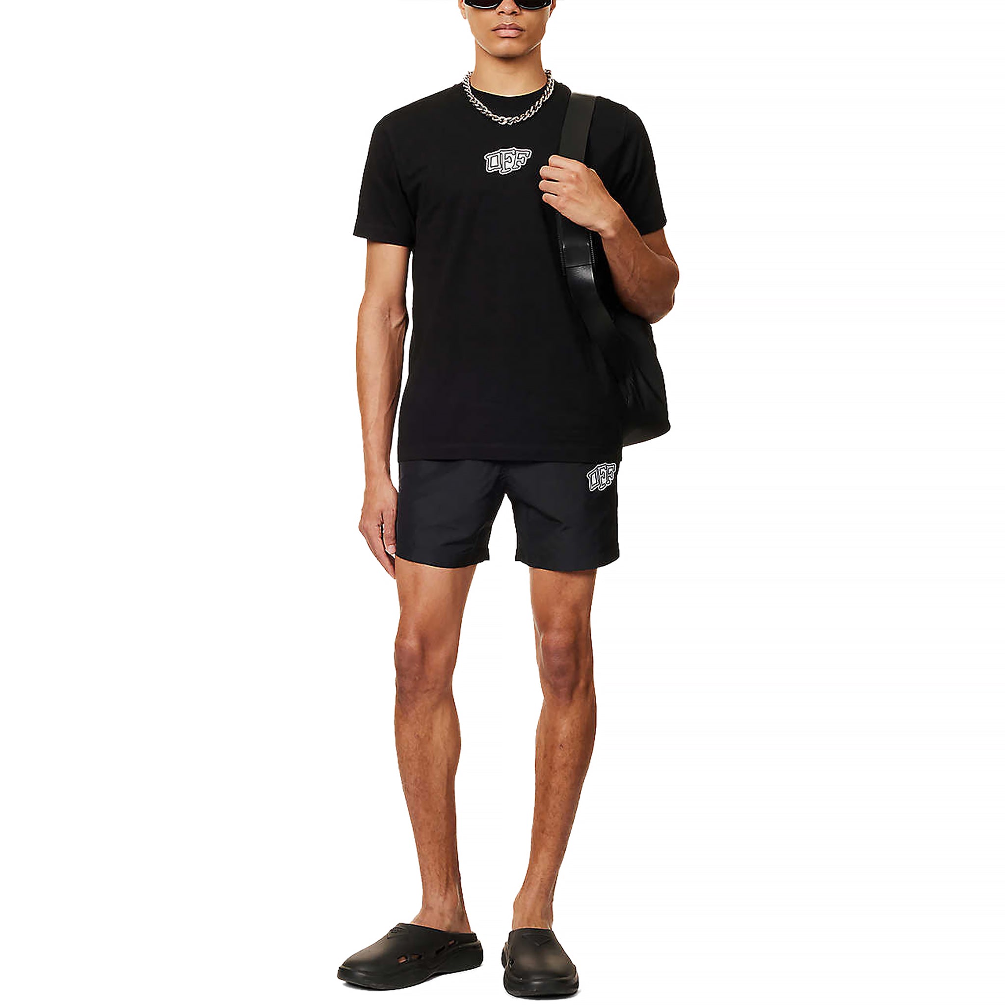 Image of Off-White Carlos Arrows Logo Black Swim Shorts