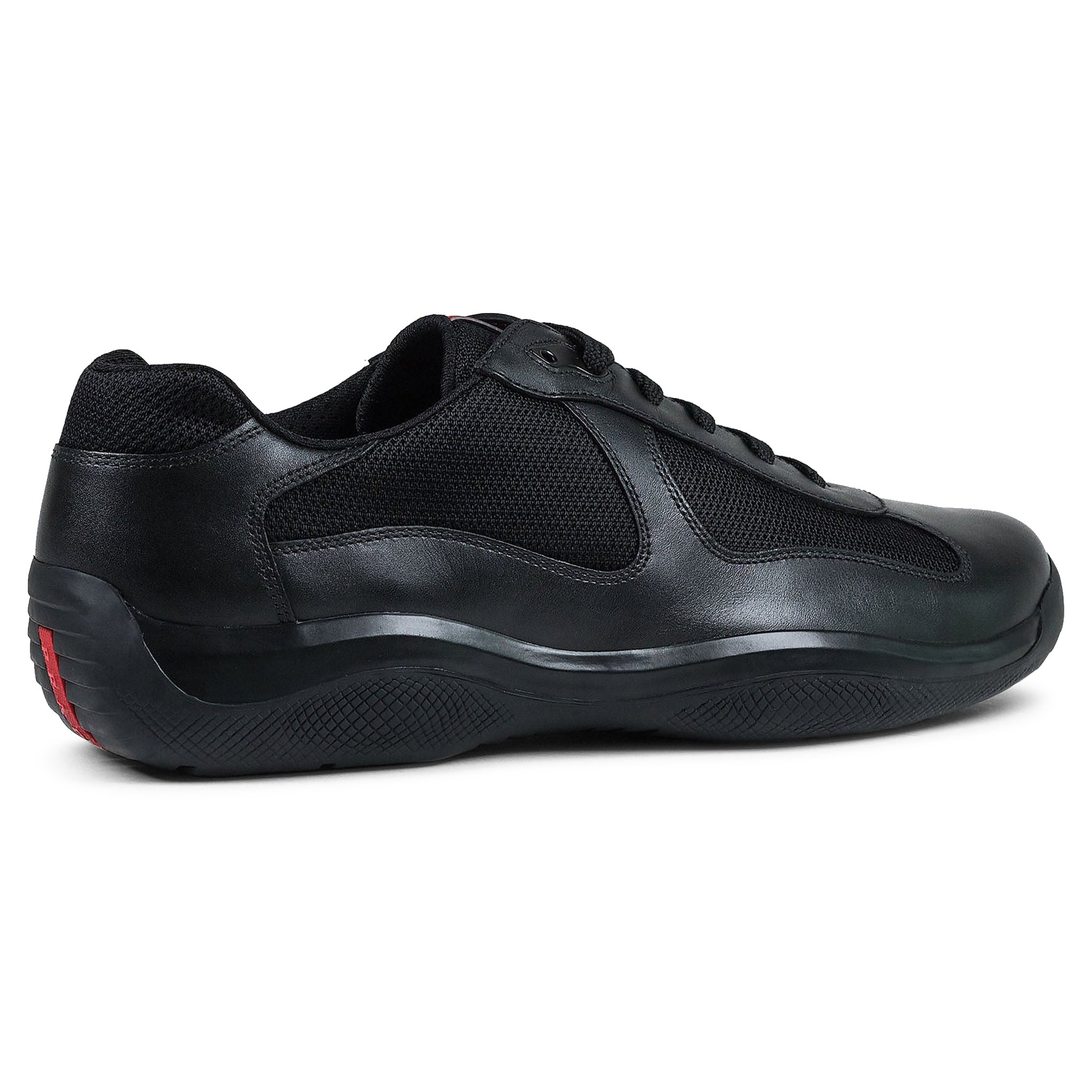 Image of Prada Americas Cup Leather And Mesh Sneaker Back