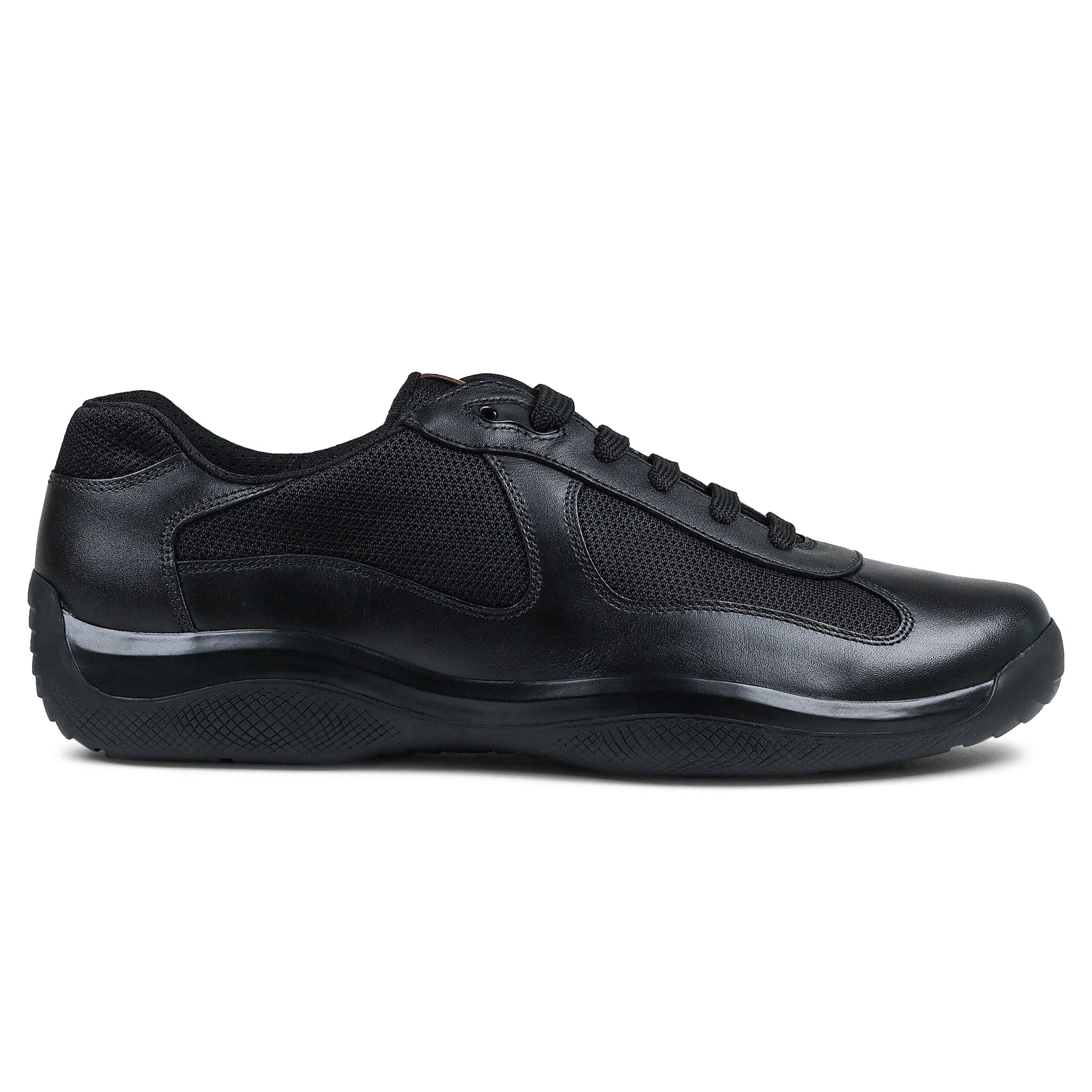 Image of Prada Americas Cup Leather And Mesh Sneaker Side