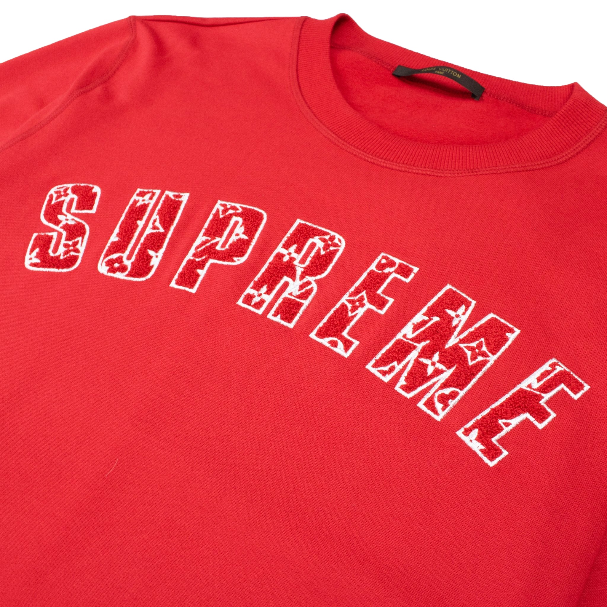 Louis Vuitton Supreme Collaboration Red Men/Women 2XL Sweatshirt LV Supreme  Logo