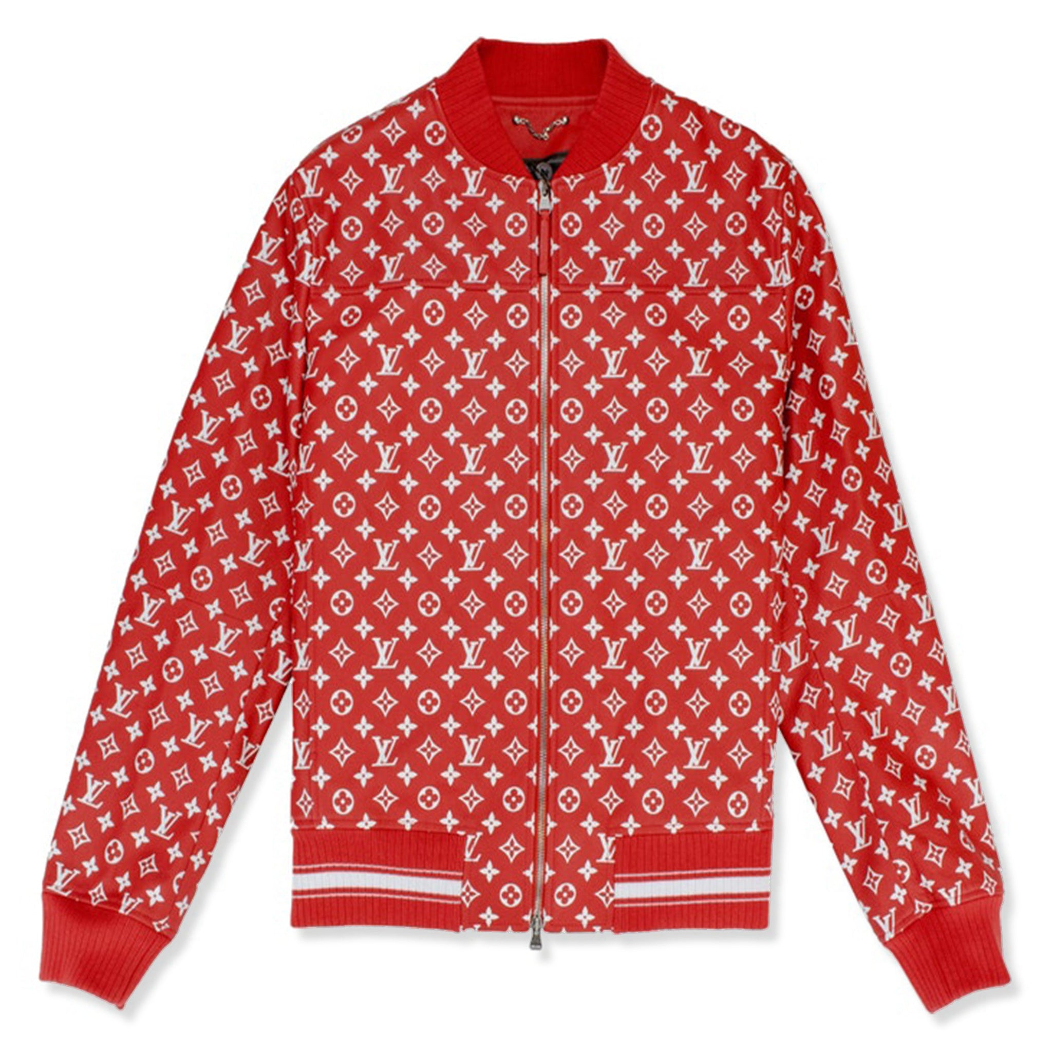 Image of Supreme x Louis Vuitton Leather Blouson Red Monogram Jacket