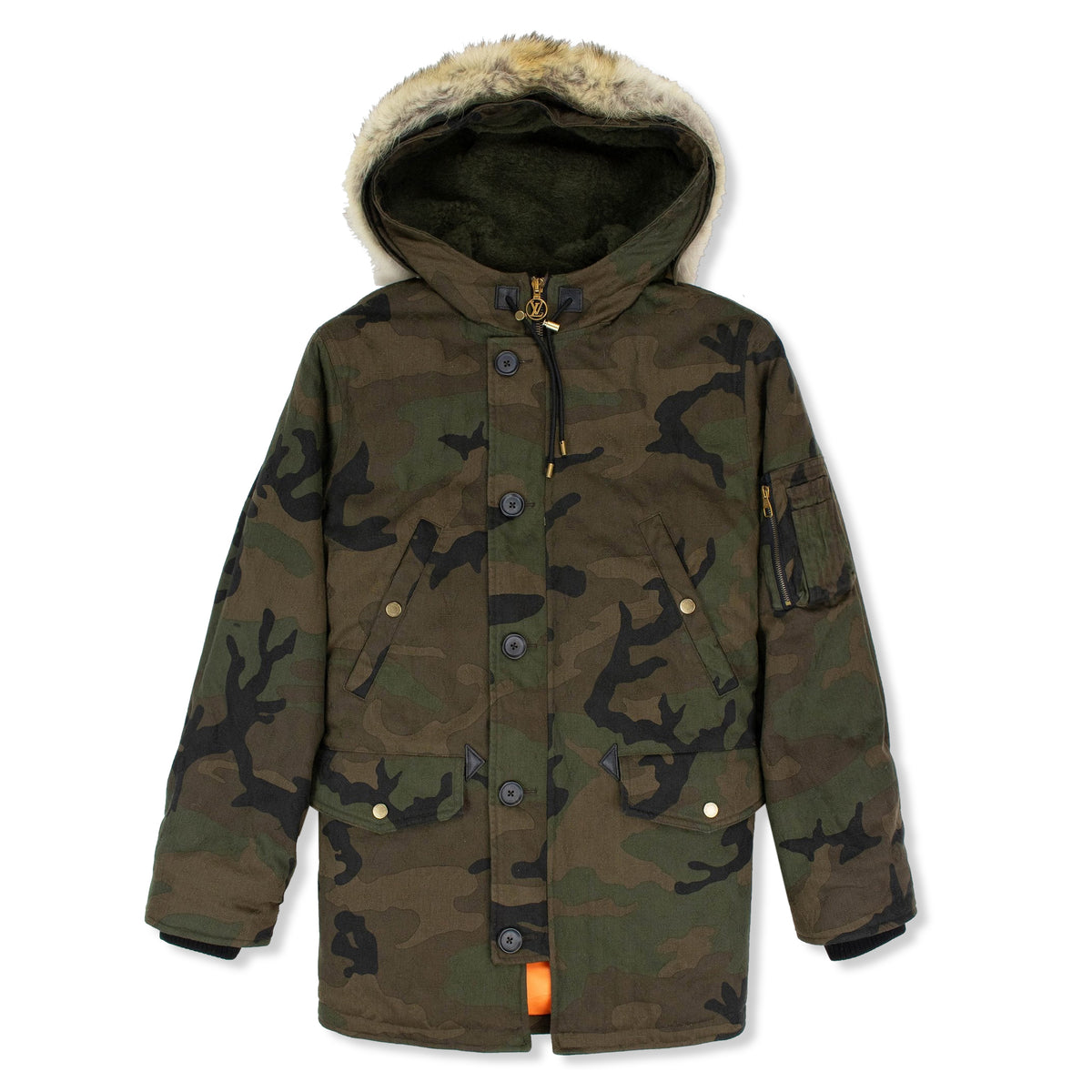 x Jacquard Denim Parka Jacket