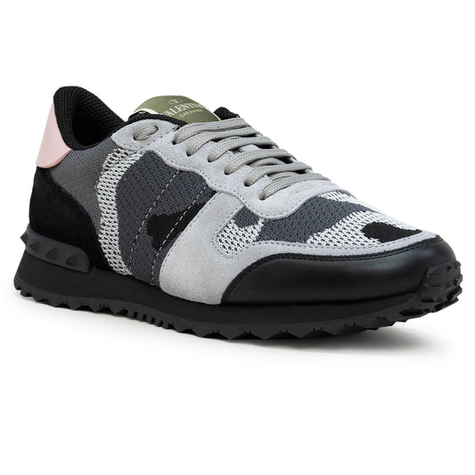 Valentino Rockrunner Camouflage Grey Black Pink Mesh Sneaker (W)