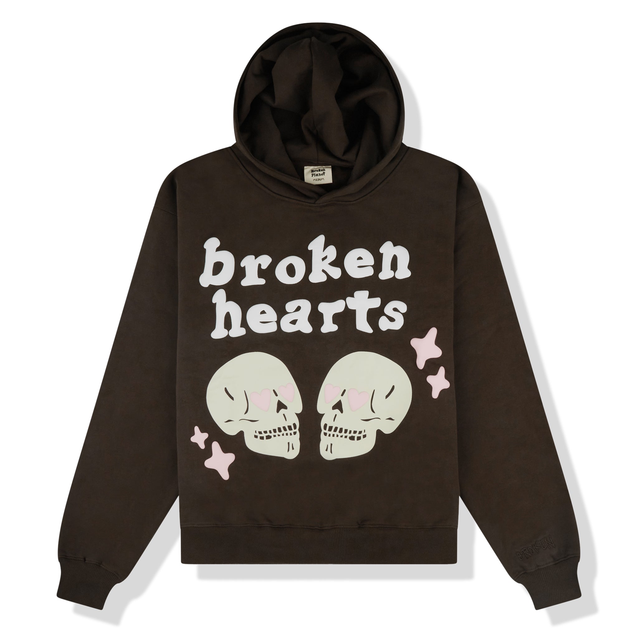 Image of Broken Planet Market Broken Hearts Dark Brown Hoodie