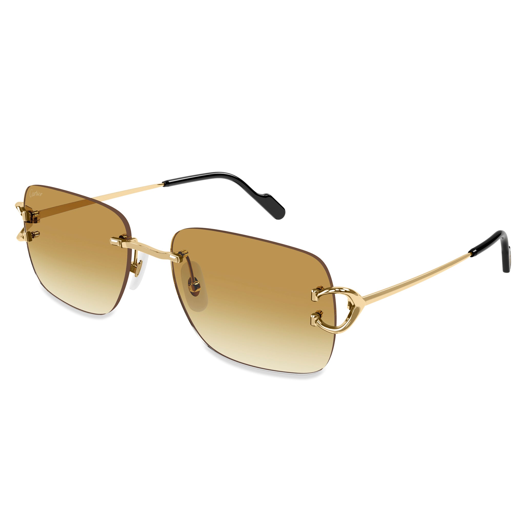 Image of Cartier Eyewear CT0330S C Decor Gold Yellow Rimless Sunglasses