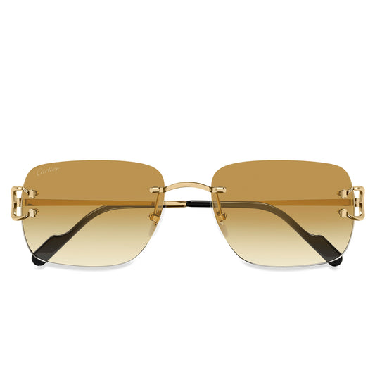Cartier Eyewear CT0330S-003 C Decor Gold Yellow Rimless Sunglasses