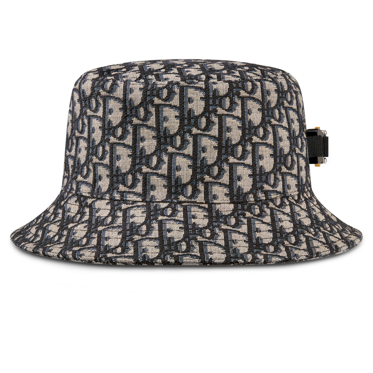 Dior Woven Tan Hat with Navy Accent Christian Dior Straw Embroidered D-Bobby Large Brim Hat 59  main image 2