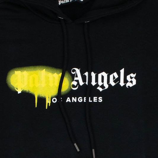 Palm Angels LA Sprayed Logo Black Yellow Hoodie