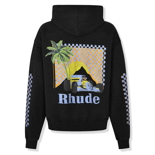 Rhude Moonlight Tropics Print Oversized Vintage Black Hoodie