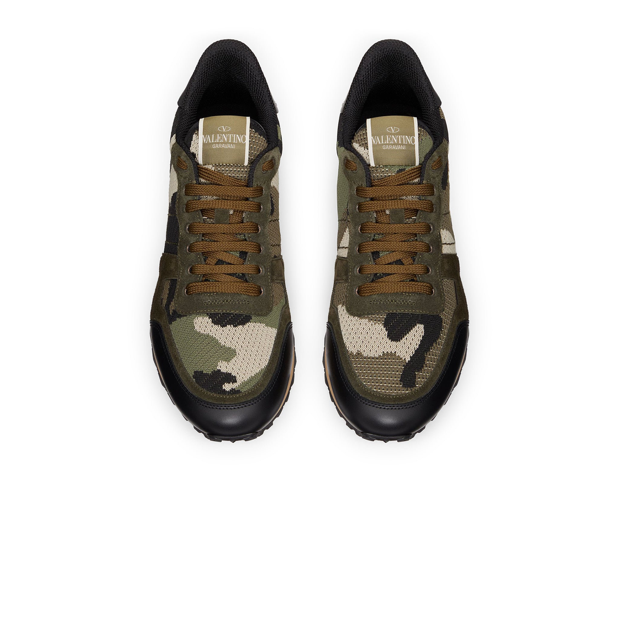Image of Valentino Rockrunner Camouflage Khaki Mesh Sneaker